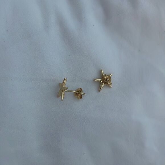 Gold starfish earrings - Picture 4 of 4